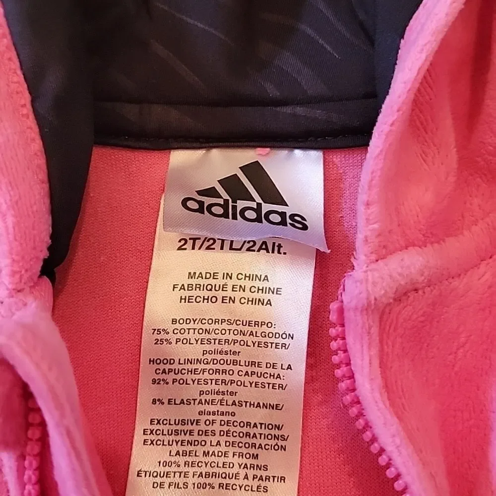 2T pink velour Hooded jacket Adidas 💖